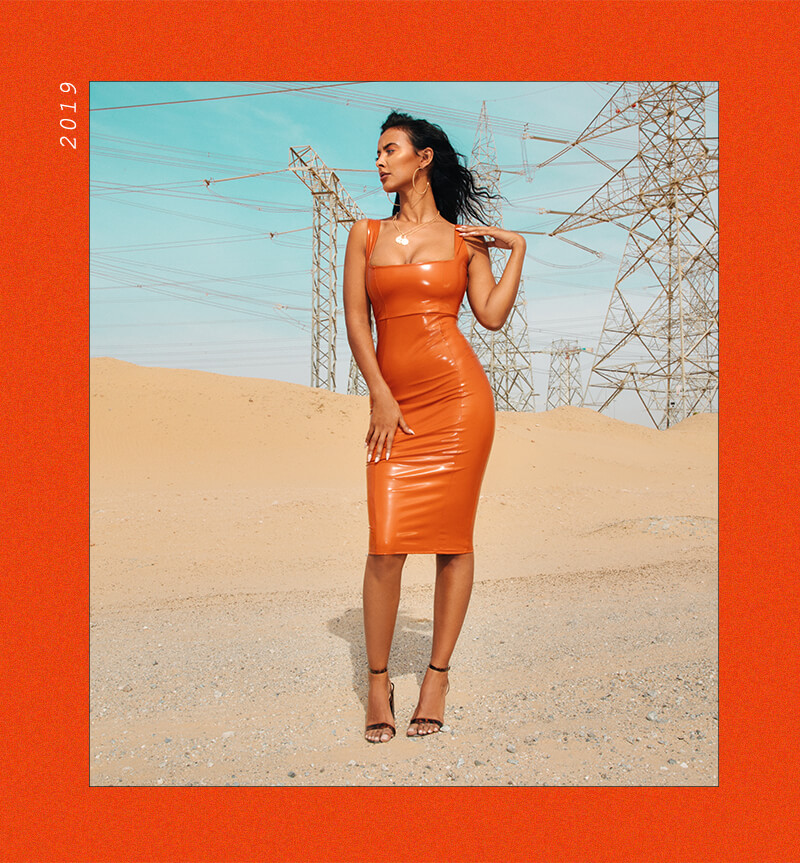 maya jama orange dress