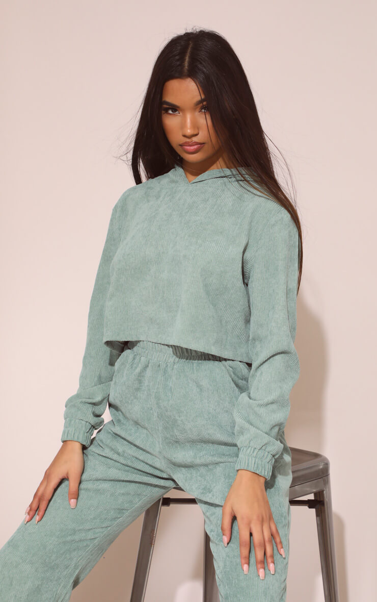 MINT CORD CROPPED HOODIE