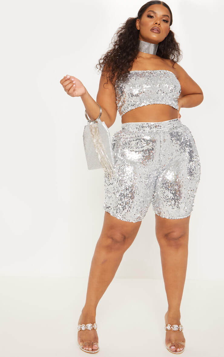 Silver Sequin Cycle Shorts