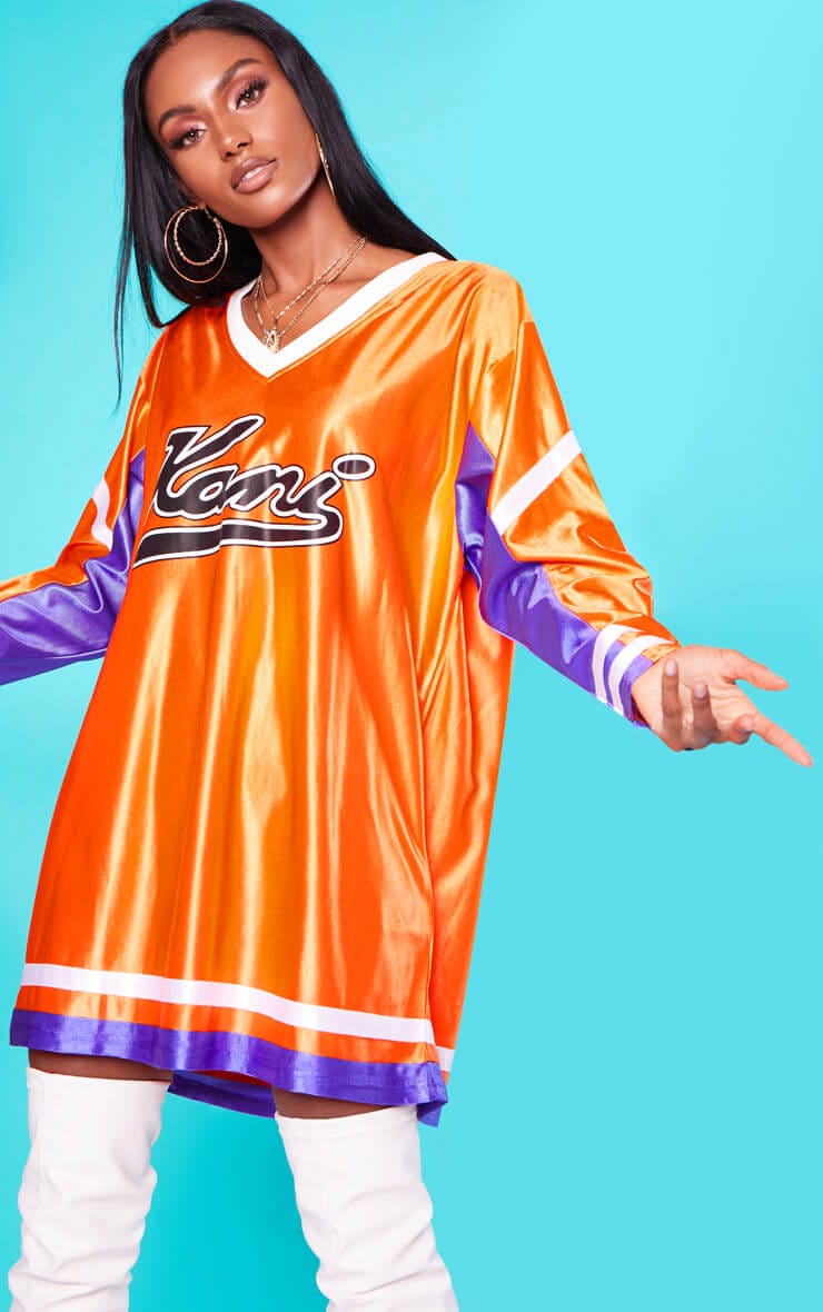 KARL KANI Orange Baseball Dress  90s fashion outfits hip hop, 90s fashion  outfits, Fashion