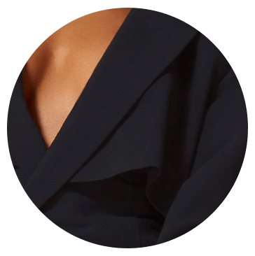 Lapel detail of black women’s blazer