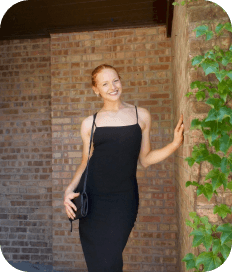 A woman in a black dress