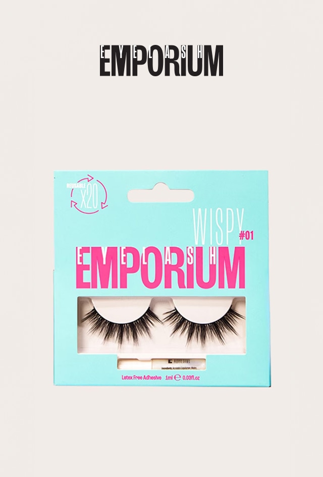 Eyelash Emporium logo with Eyelash Emporium product underneath