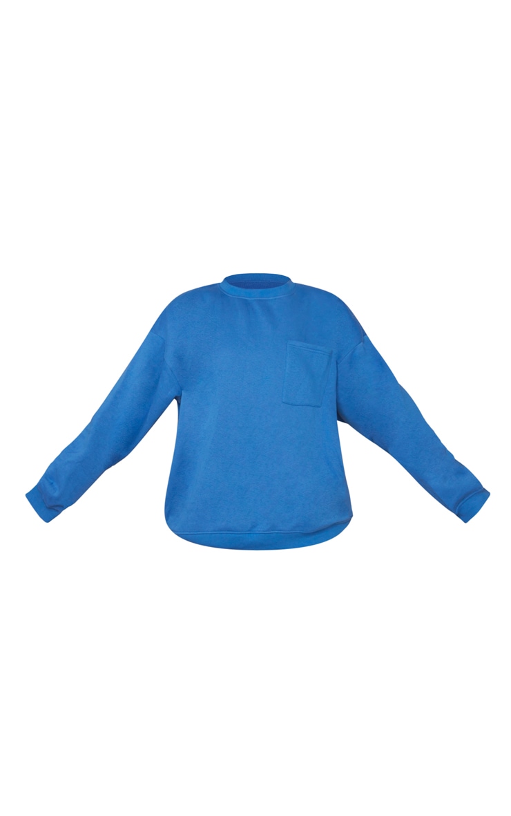 RENEW Unisex Blue Oversized Plain Pocket Sweatshirt