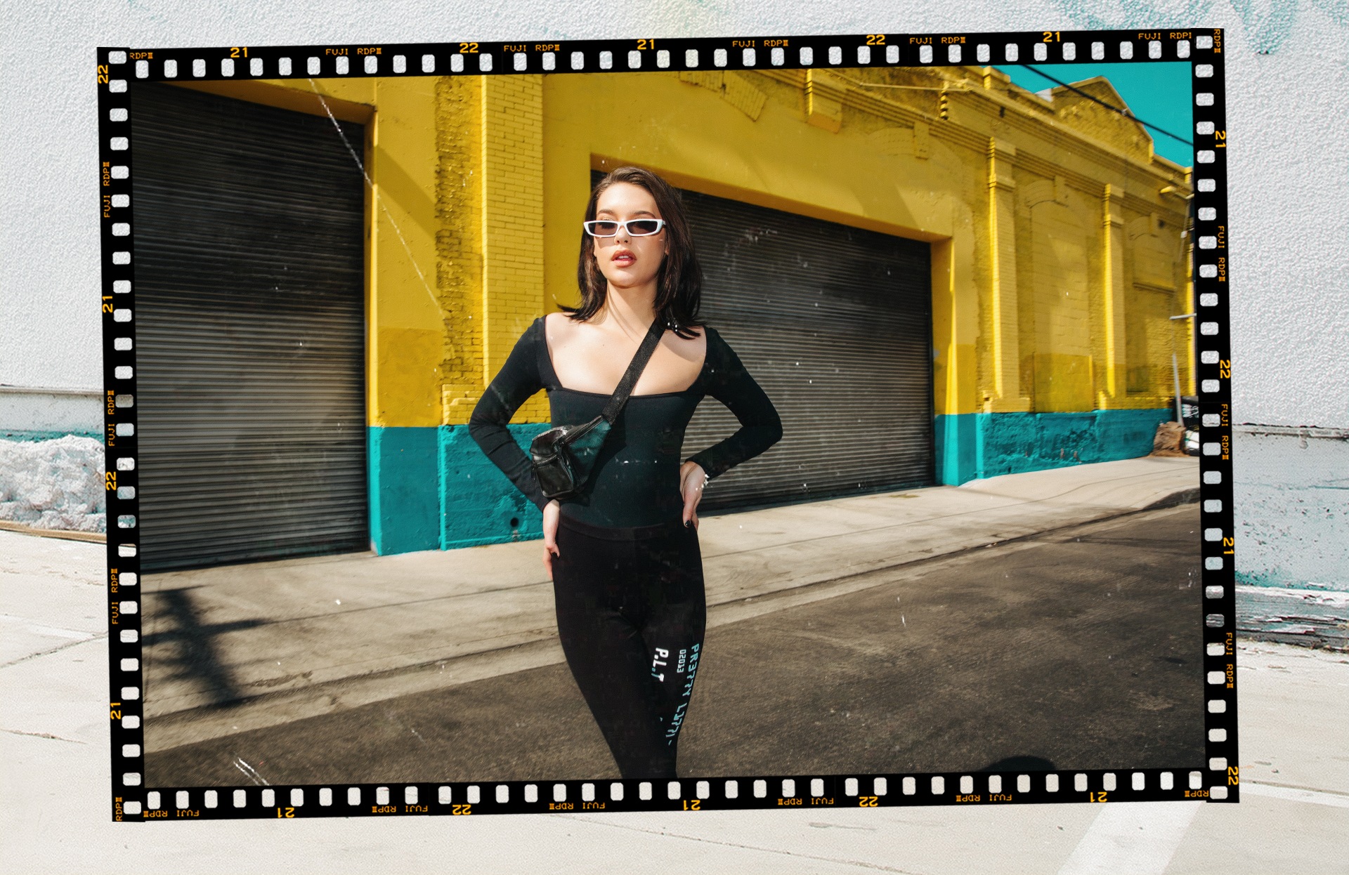 Amanda Steele Shoot 7 Black Bodysuit & Black Leggings Desktop