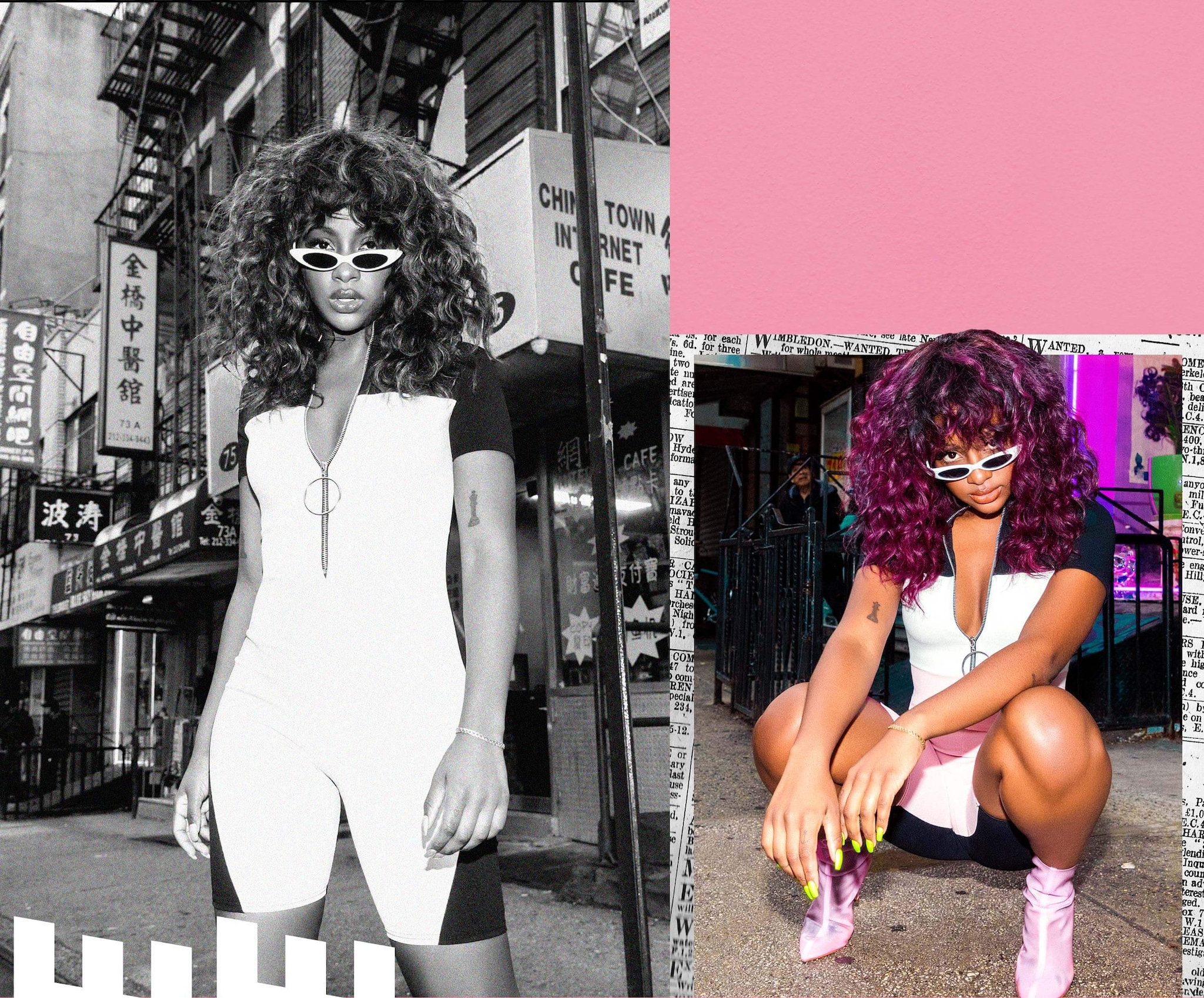 Justine Skye Shoot 3 Black, White & Pink Unitard Desktop