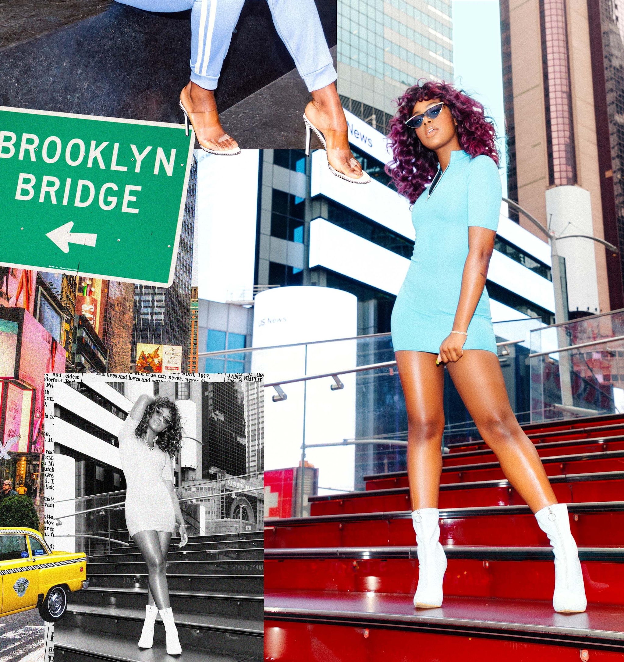 Justine Skye Shoot 6 Blue Zip Dress Desktop