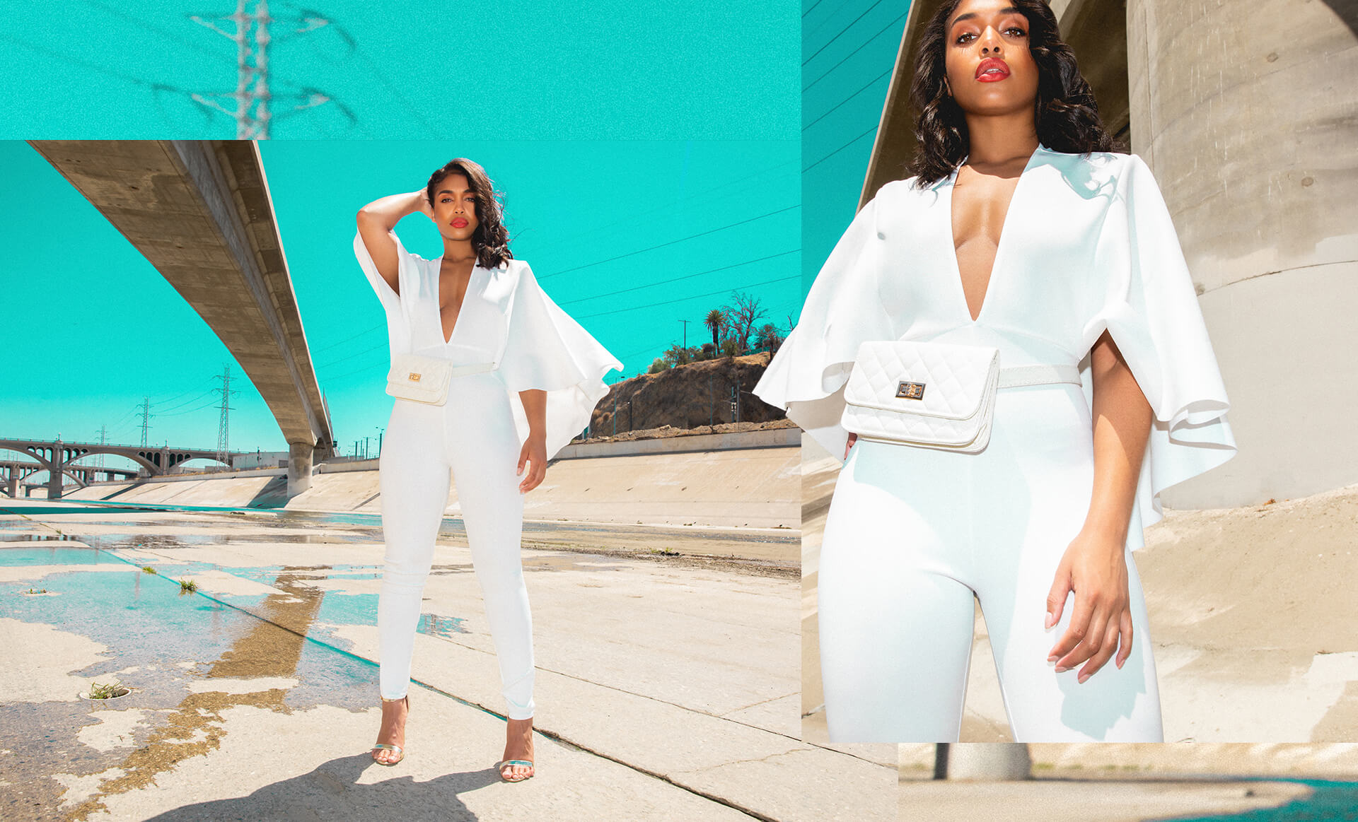 Lori Harvey Shoot 4 Yellow Crop Top & Black Vinyl Trousers Desktop