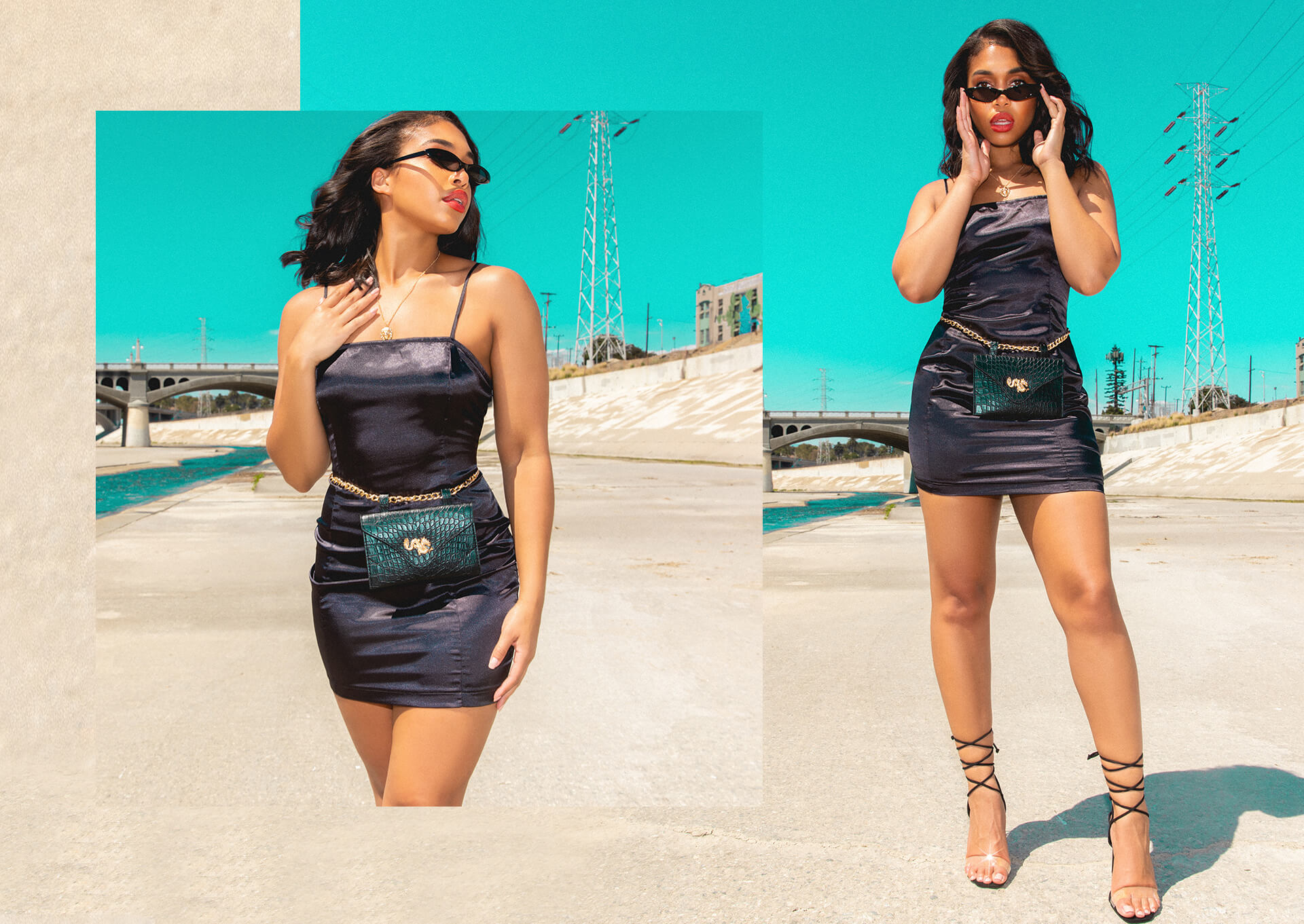 Lori Harvey Shoot 6 Black Bodysuit & Black Leggings Desktop