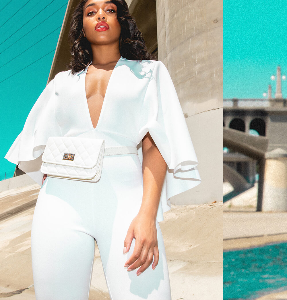 Lori Harvey Shoot 5 White Plunge Jumpsuit Mobile