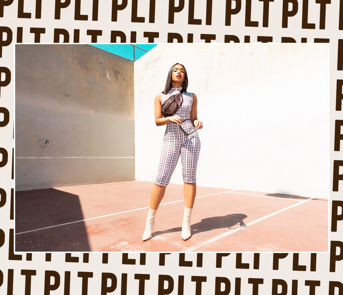 Lori Harvey Shoot 2 White Plunge Bodycon Dress & White Trucker Jacket Mobile