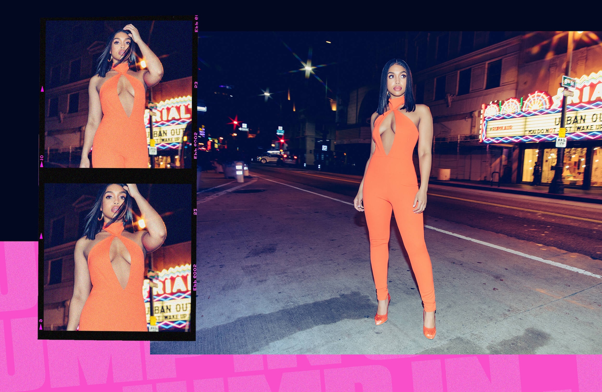 bright orange scuba neck jumpsuit desktop
