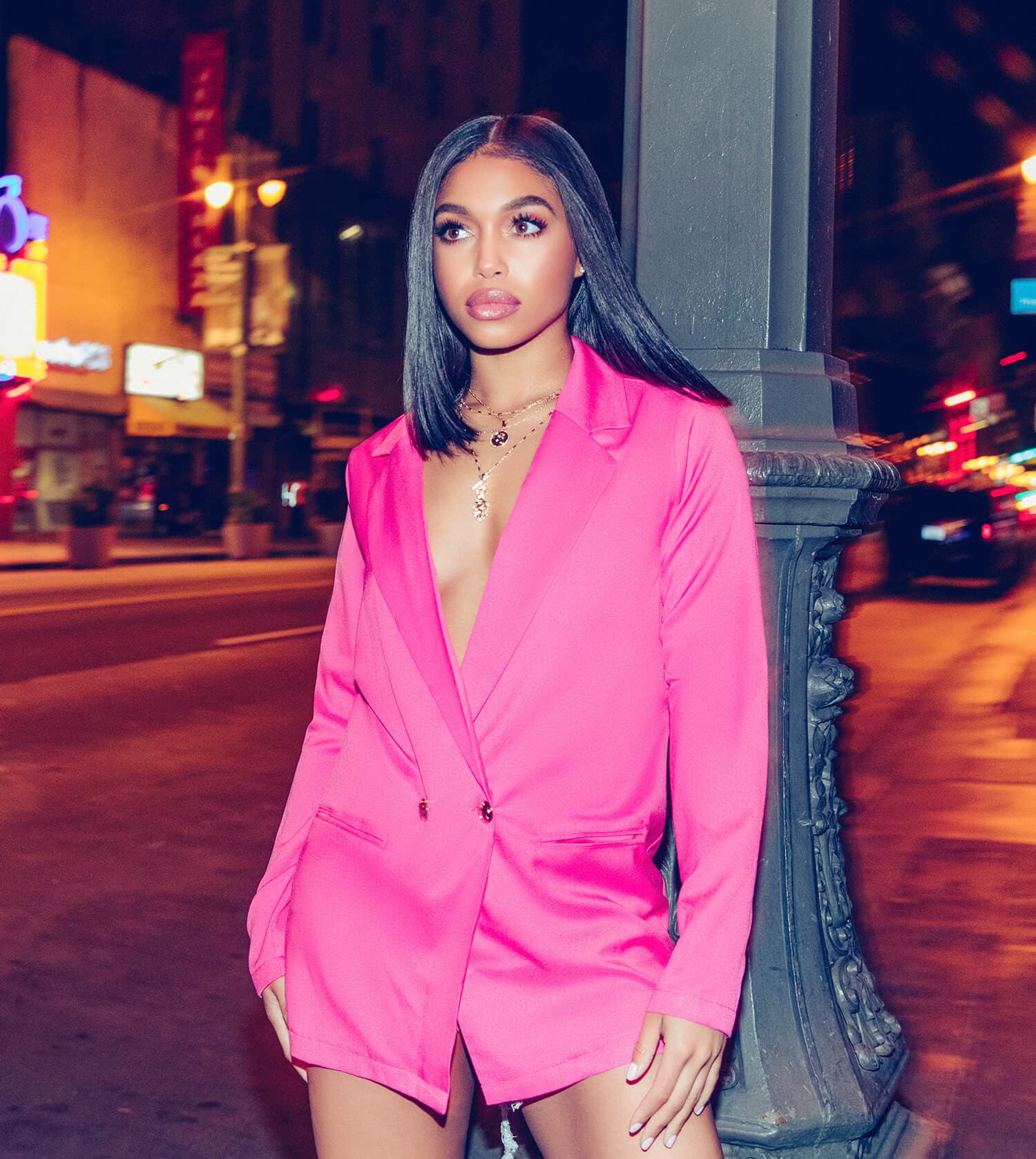 hot pink button detail blazer mobile
