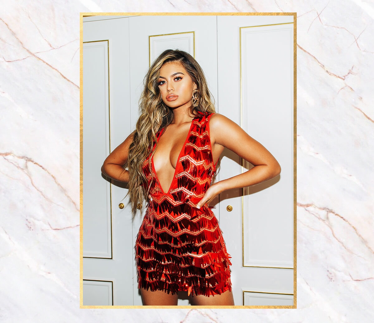 Party Lookbook Red Faux Fur Babydoll Mobile
